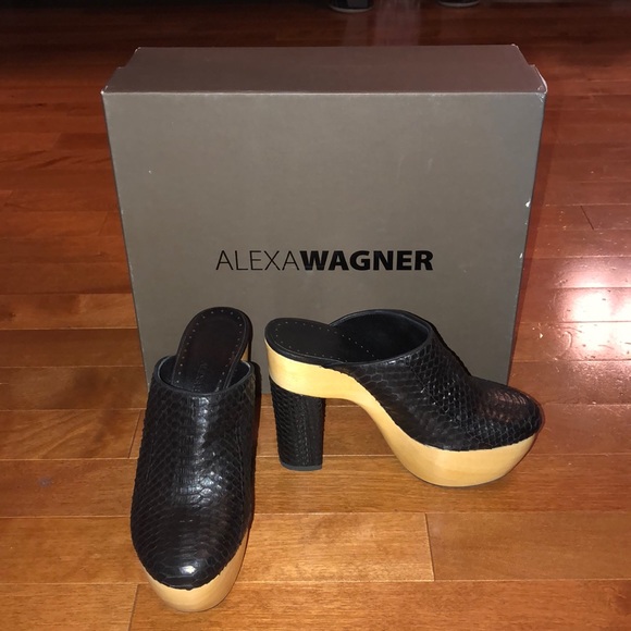Alexa Wagner Shoes - Authentic Snakeskin Mules